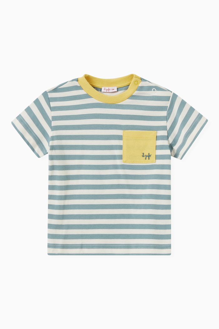 

Striped T-shirt in Cotton, Green