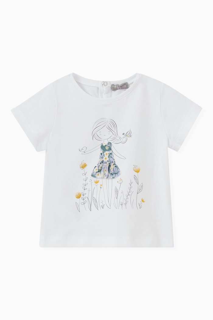 

Flared Print T-shirt in Cotton Jersey, White