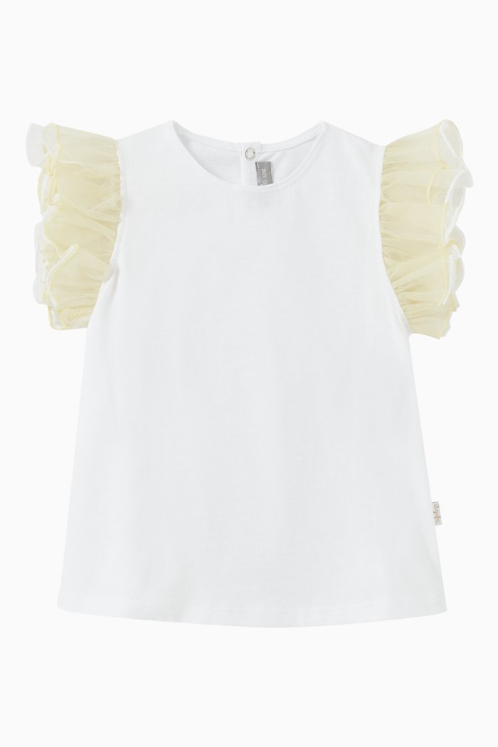 Tulle Sleeves T-shirt in Cotton, White