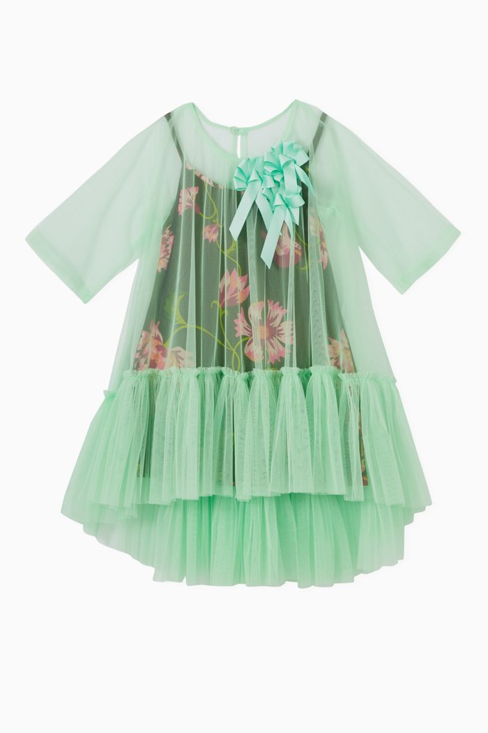 

Saskia Flared Dress in Tulle, Green