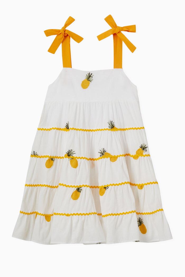 

Stella Pineapple Dress in Cotton, White