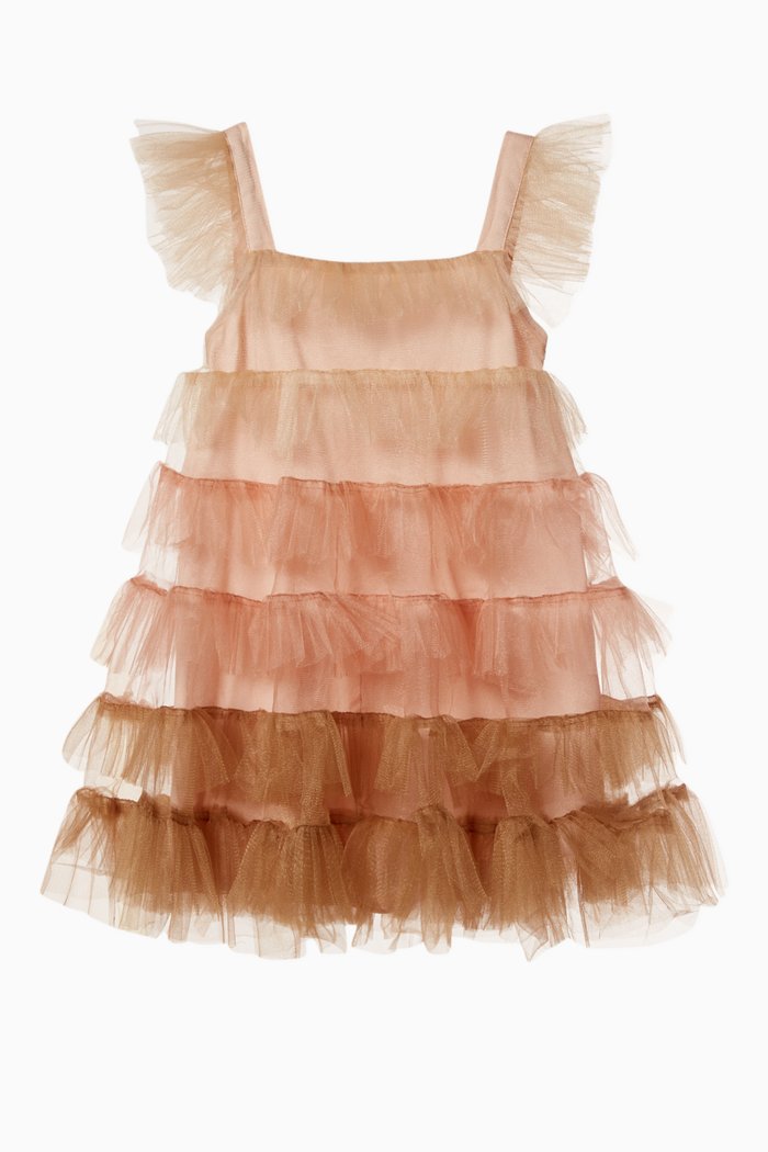 

Exclusive Gradient Tiered Dress in Tulle, Gold
