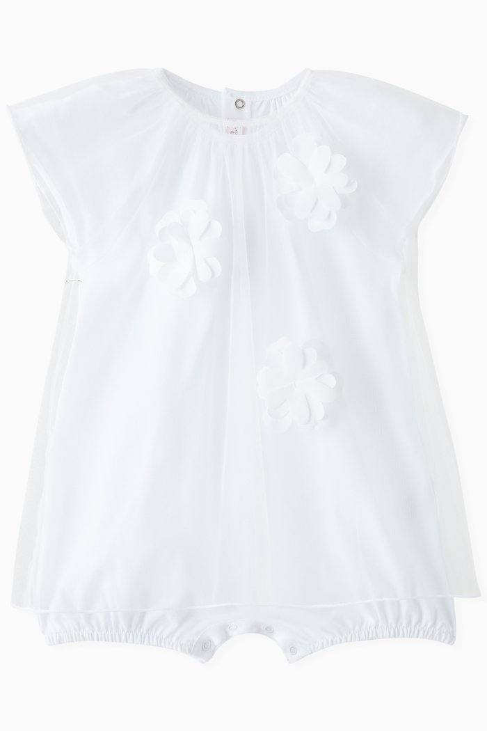 Flared Overlay Dress in Tulle, Neutral
