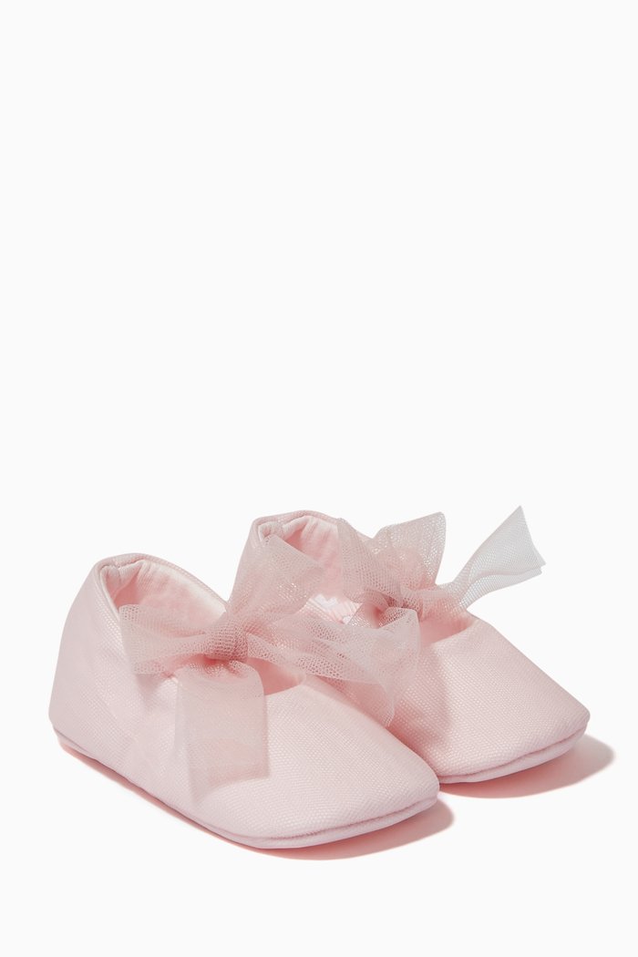 Big Bow Ballet Flats in Tulle, Pink