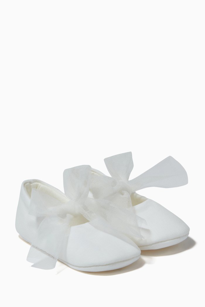 

Big Bow Ballet Flats in Tulle, Neutral