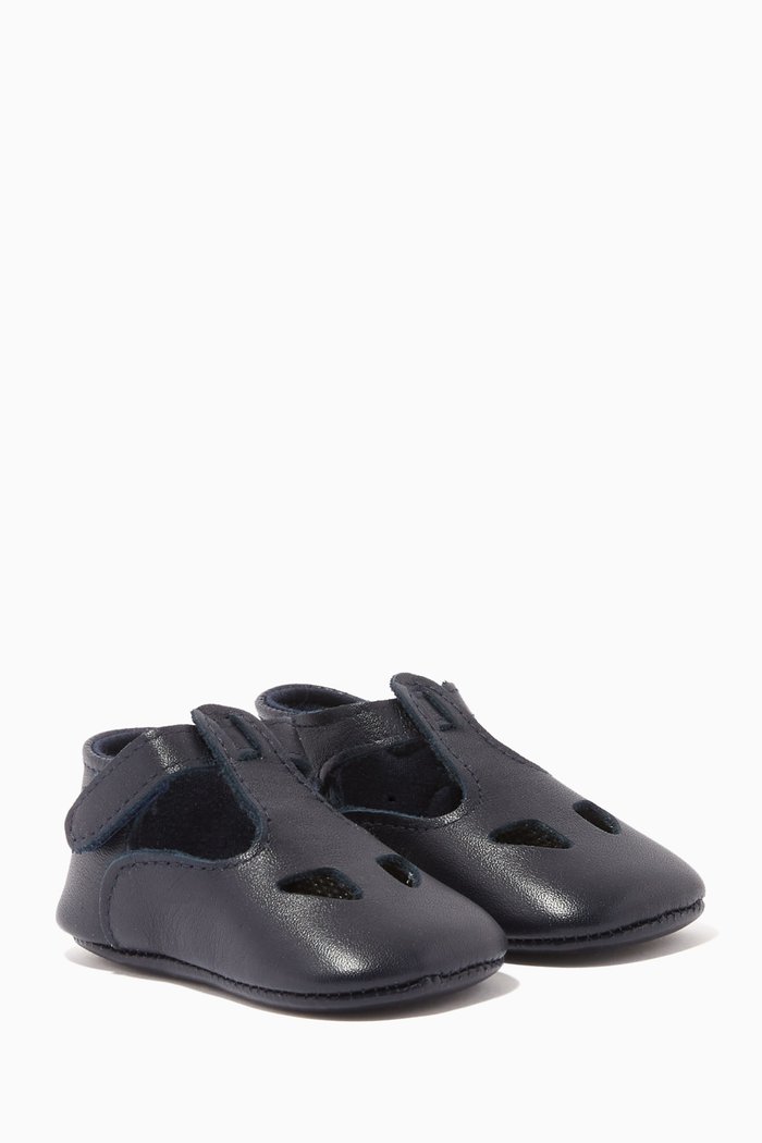 

Cut-out Crib Shoes in Leather, Blue