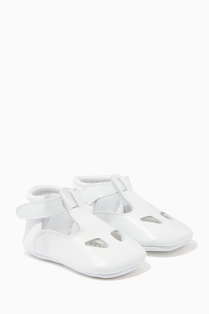 Cut-out Crib Shoes in Leather, White