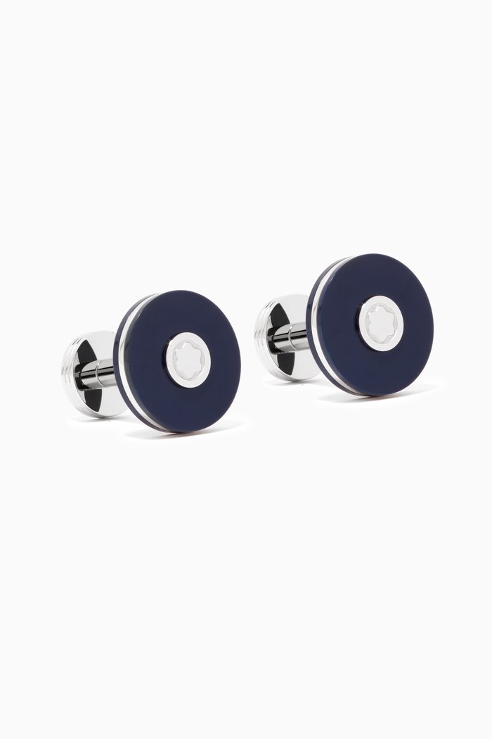 

Round Cufflinks in Stainless Steel & Resin, Blue