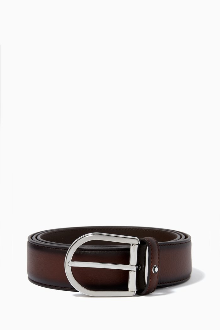 Belt in Hand-painted Leather, 35mm, Brown