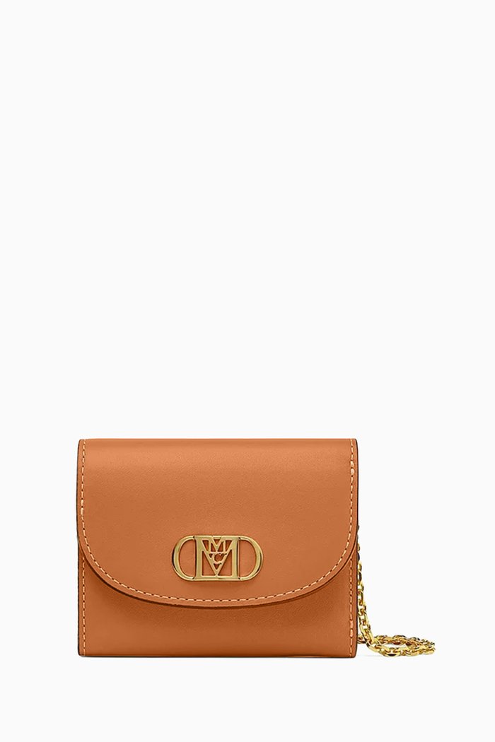 

Mini Mode Mena Trifold Chain Wallet in Nappa Leather, Brown