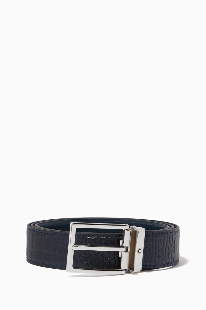 

Belt in Alligator-print Leather, 35mm, Blue