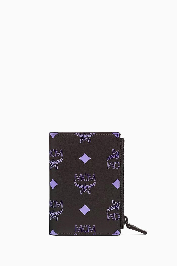 

Bifold Card Wallet in Color Splash Logo Leather, Purple