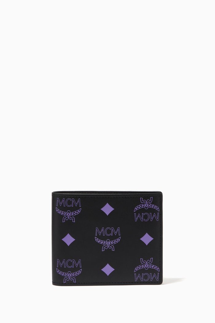 

Bifold Wallet in Color Splash Logo Leather, Purple