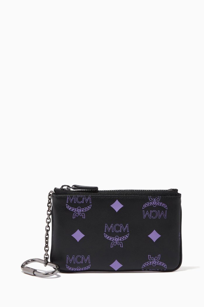 

Key Pouch in Color Splash Logo Leather, Black