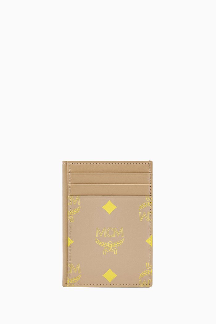 

Mini N/S Card Case in Color Splash Logo Leather, Neutral
