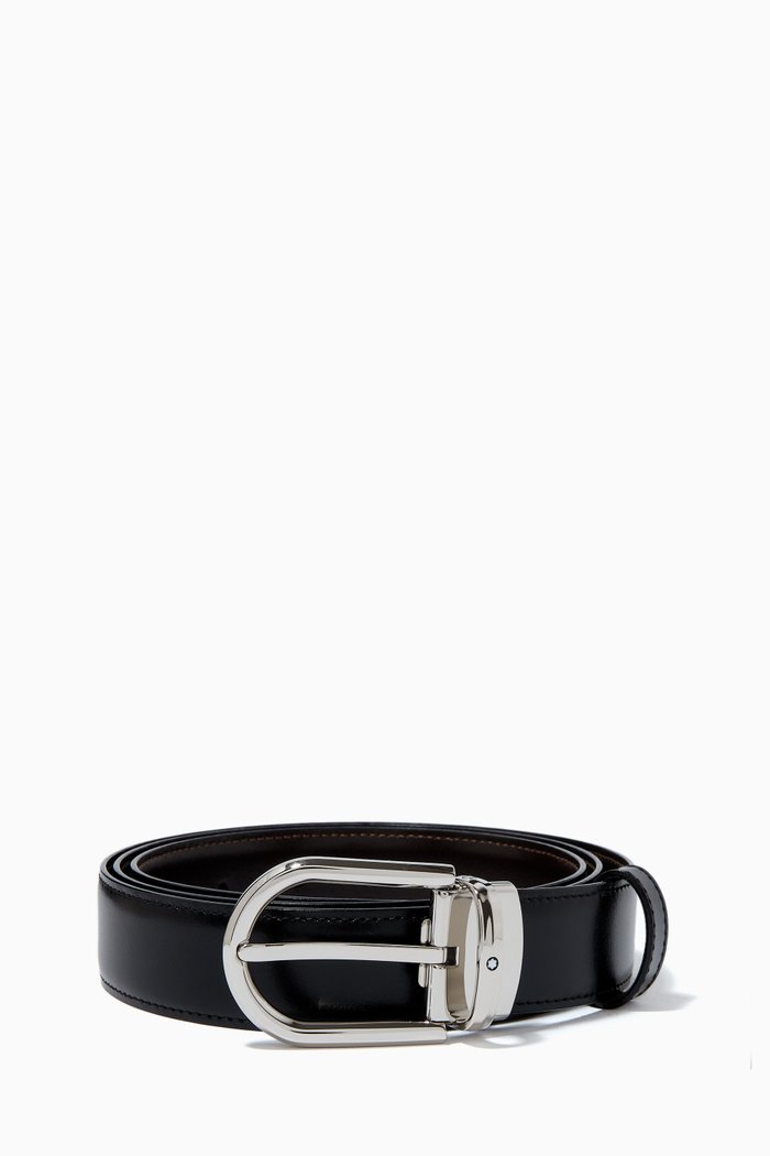 

Reversible Belt in Leather, 30mm, Black