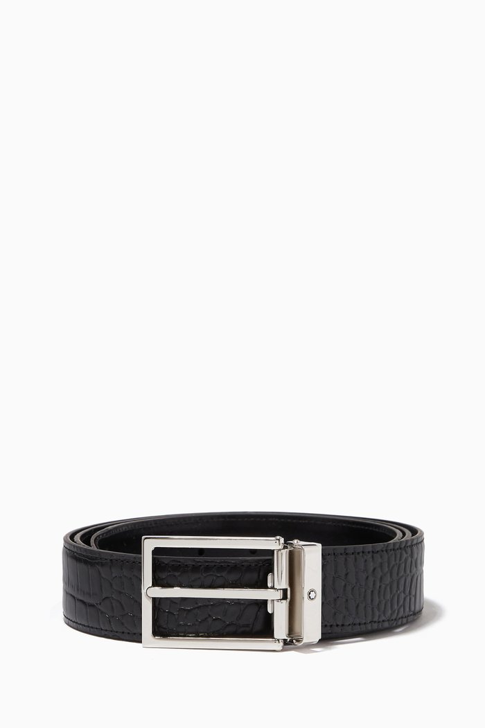 

Belt in Alligator-print Leather, 35mm, Black