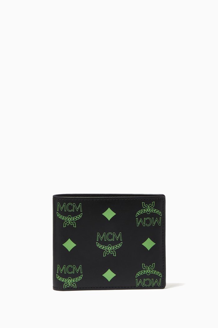 

Bifold Wallet in Color Splash Logo Leather, Green