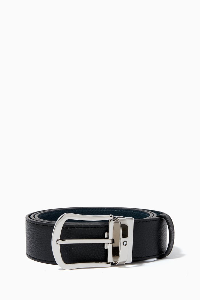 

Reversible Belt in Grained Leather, 40mm, Black