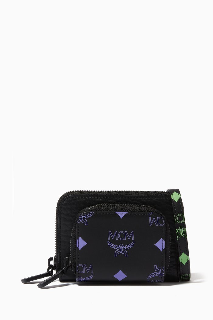 

Mini Zip-Around Wallet in Color Splash Logo Leather, Purple