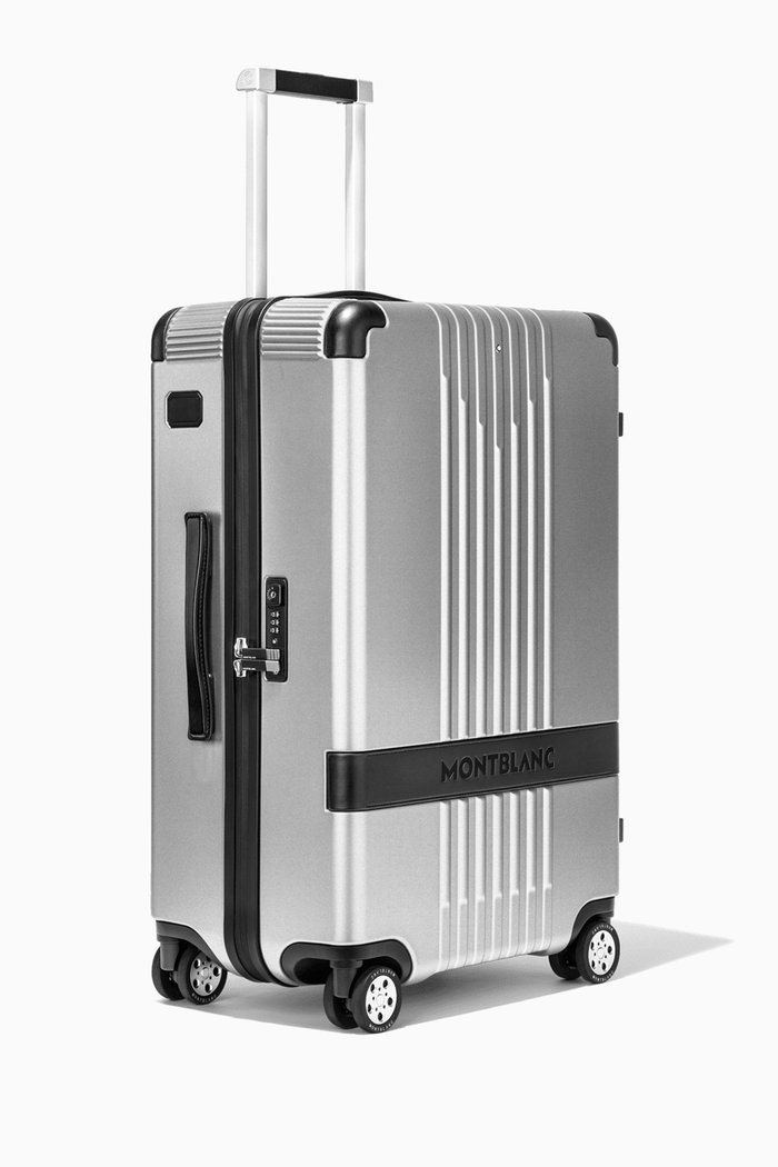 

#MY4810 Cabin Compact Trolley in Polycarbonate & Leather, Silver