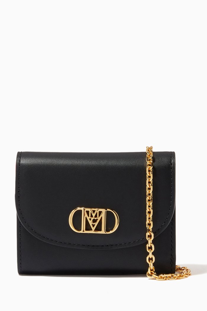 

Mini Mode Mena Trifold Chain Wallet in Nappa Leather, Black