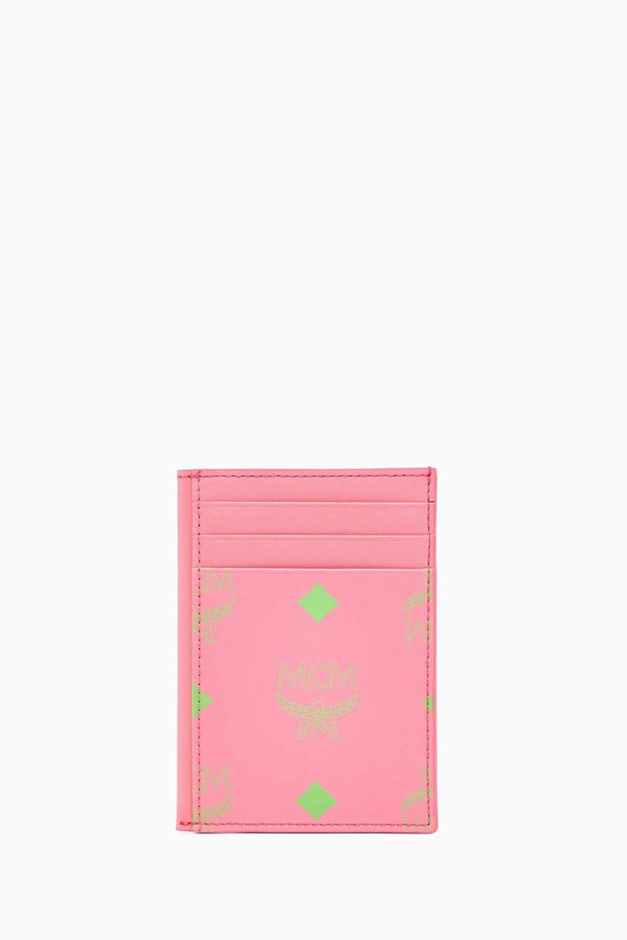 

Mini N/S Card Case in Color Splash Logo Leather, Red