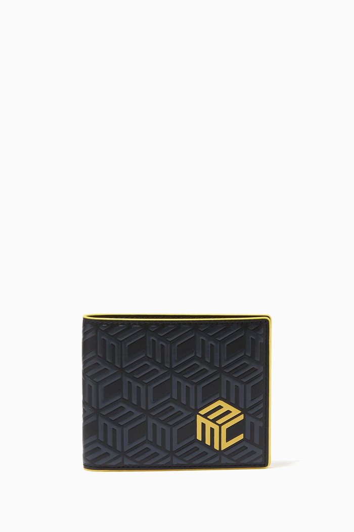 

Small Bifold Wallet in Cubic Monogram Leather, Black