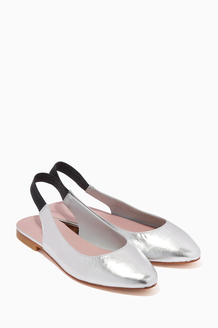 

Stella Slingback Ballerinas in Metallic Faux Leather, Silver