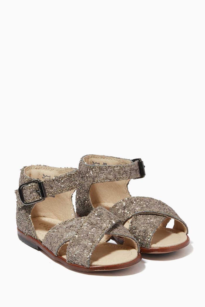 Athina Sandals in Glitter, Silver