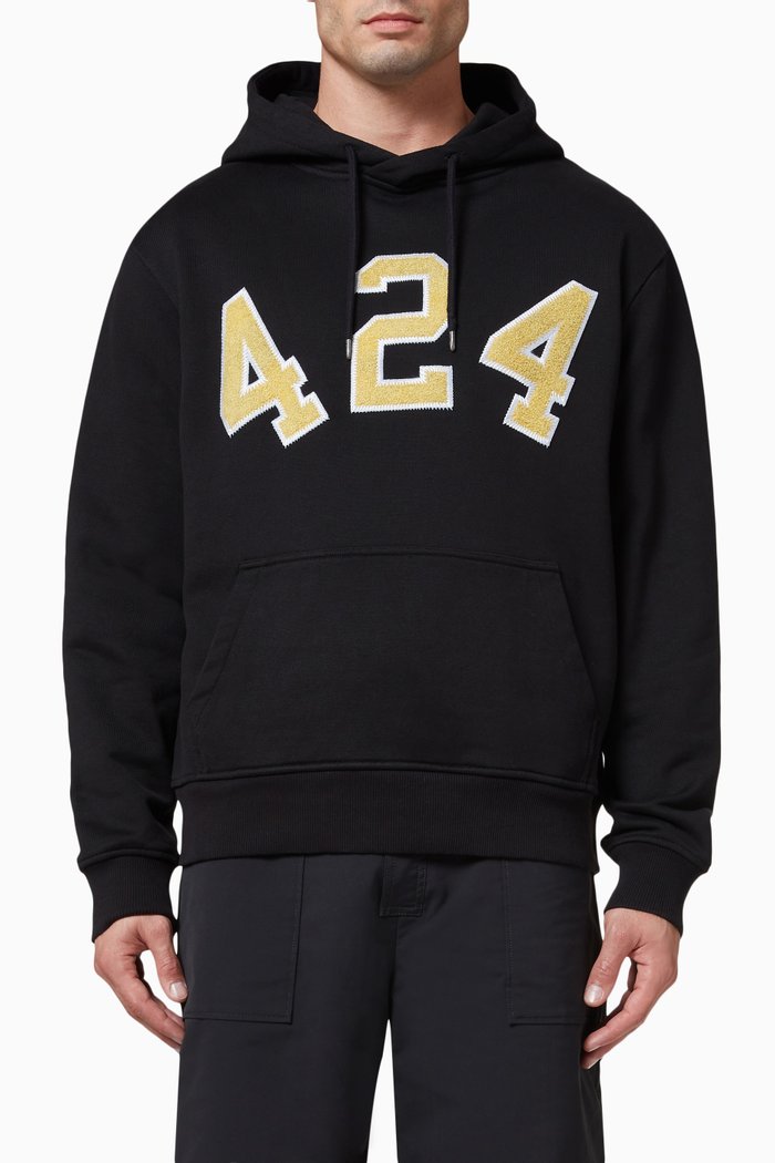 

Logo Patch Hoodie in Cotton Terry, Black
