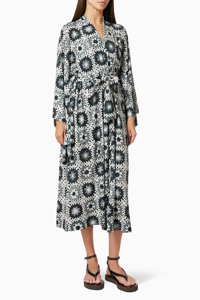 Midcalf Robe in Poly Lycra, Grey