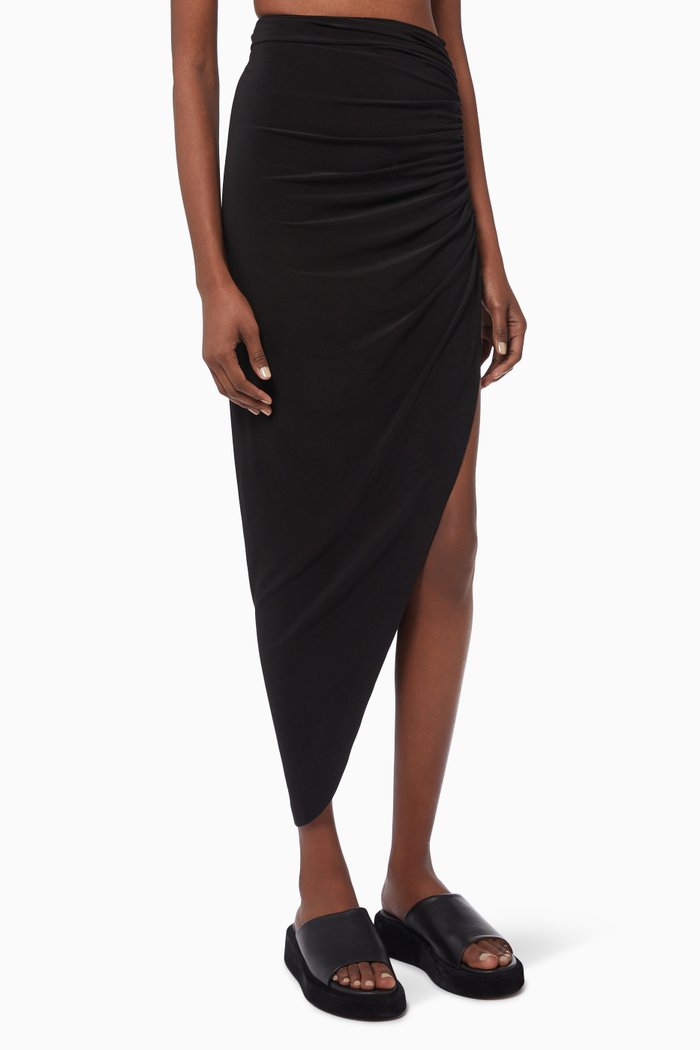 

Side Drape Maxi Skirt, Black