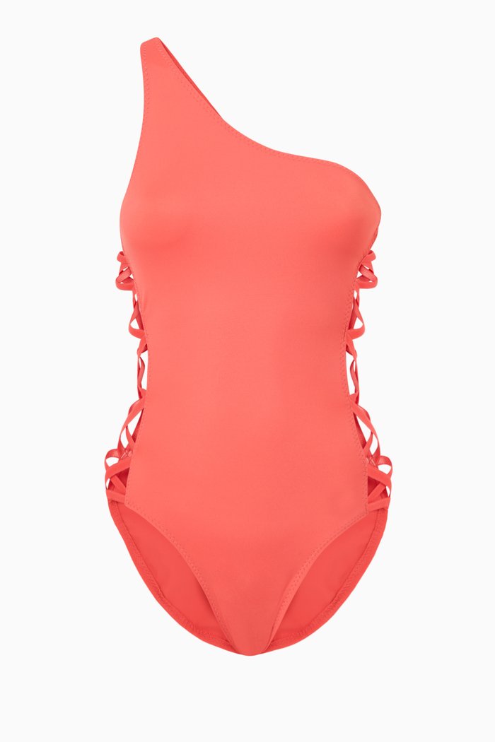 

One Shoulder X Mio One Piece Swimsuit in Nylon Lycra, Pink