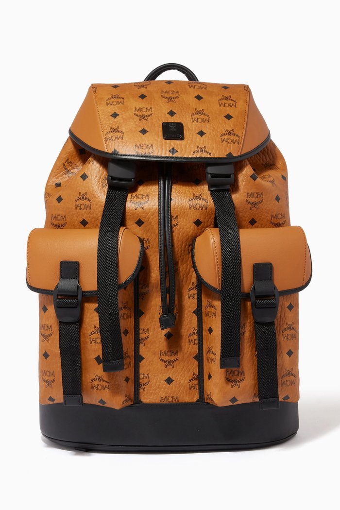 

Large Brandenburg Backpack in Visetos & Nappa Leather, Brown