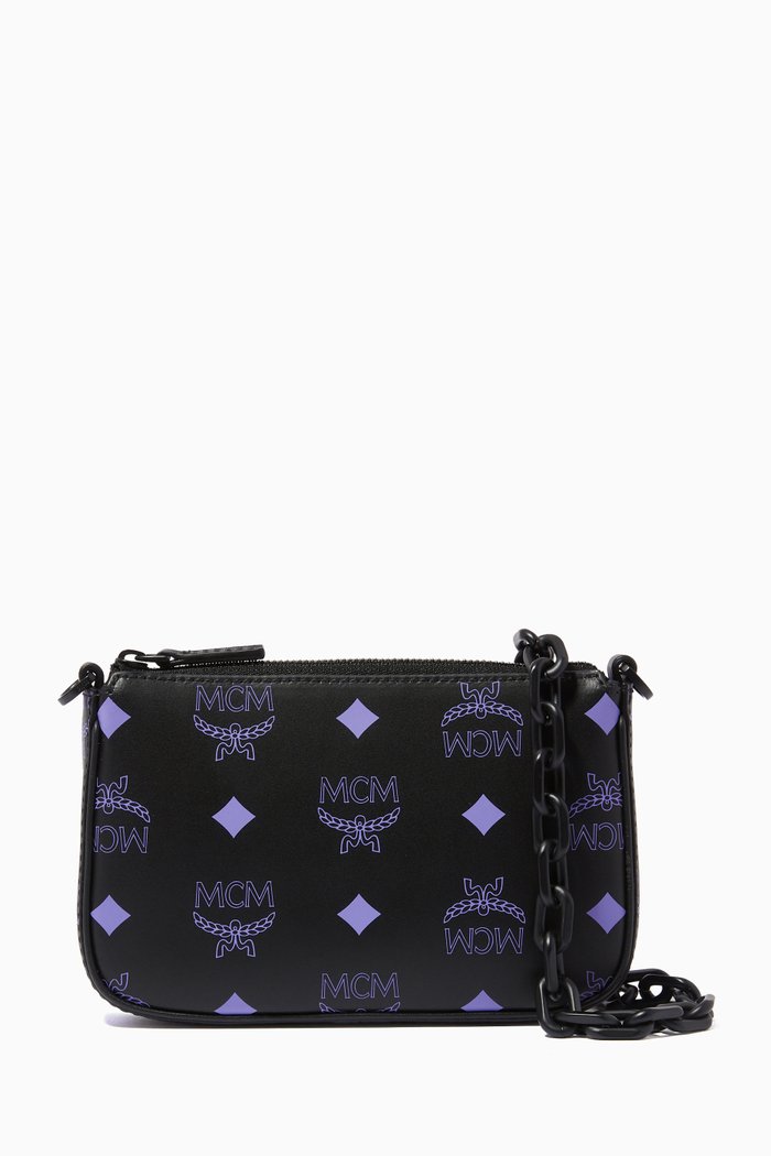 

Zip Pouch in Color Splash Logo Leather, Purple