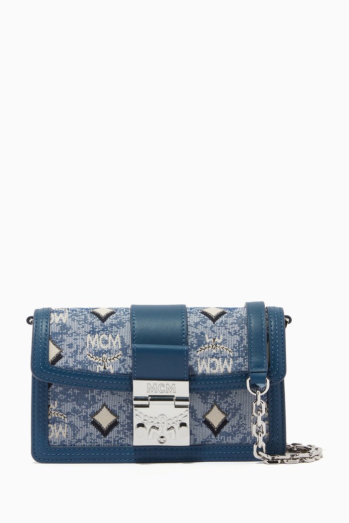 

Mini Gretl Crossbody in Vintage Monogram Jacquard, Blue