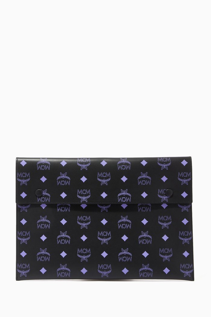 

Pouch in Color Splash Logo Leather, Purple