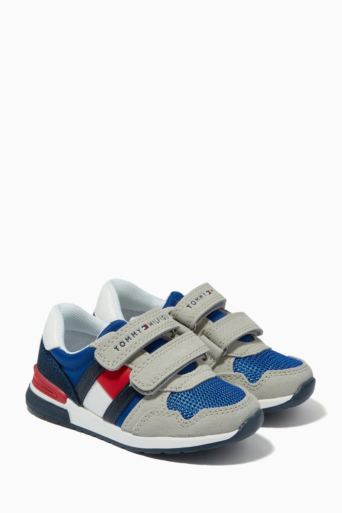 

Colourblock Velcro Sneakers in Faux Leather & Fabric, Multicolour