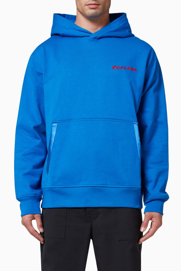 

Dealers Embroidered Hoodie in Cotton Terry, Blue