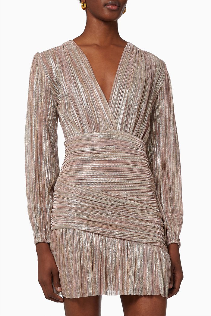 

Draped Lurex Mini Dress, Pink