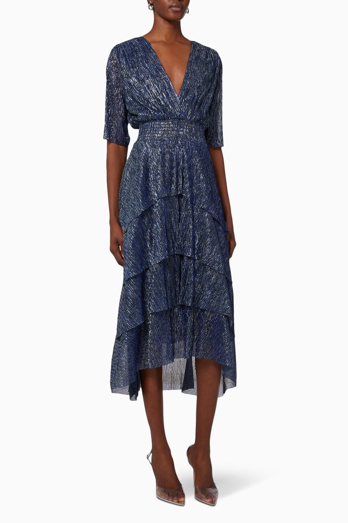 

Ruffle Dress in Lurex, Blue
