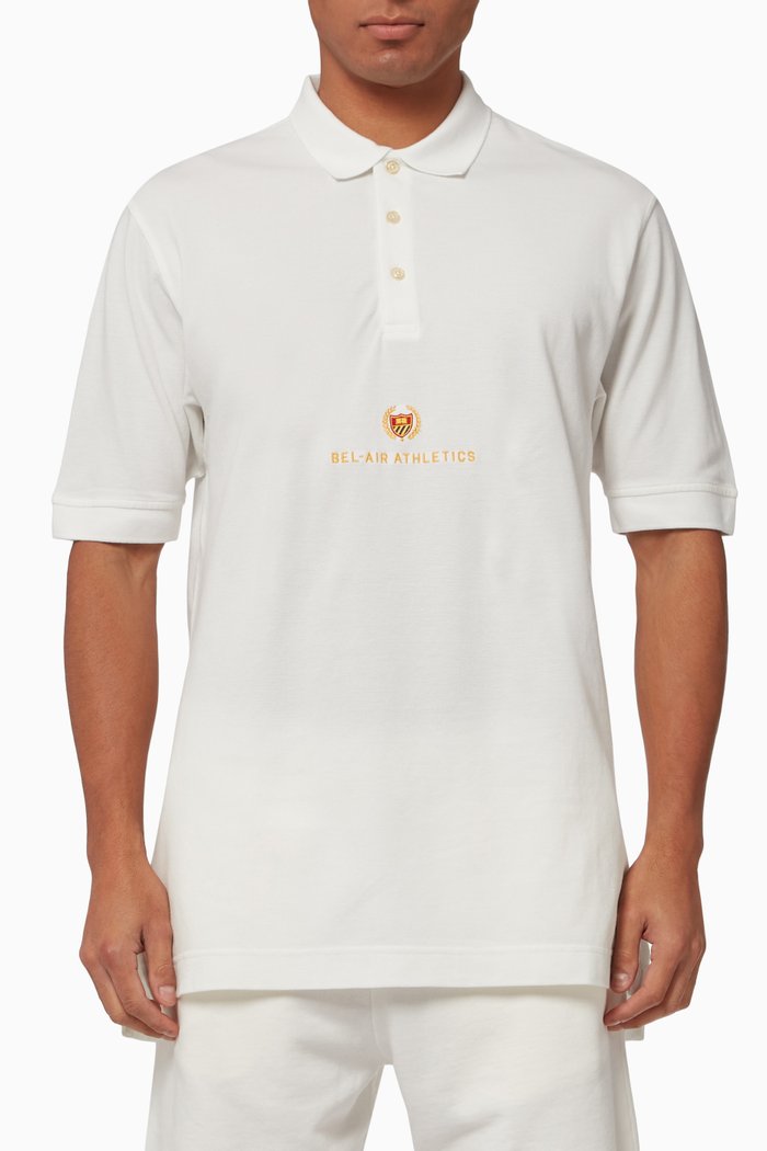 

Academy Crest Polo Shirt in Cotton Pique, White