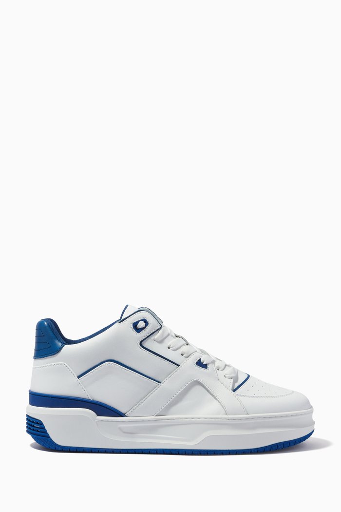 Basketball Courtside Low Sneakers in Calf Leather, Multicolour