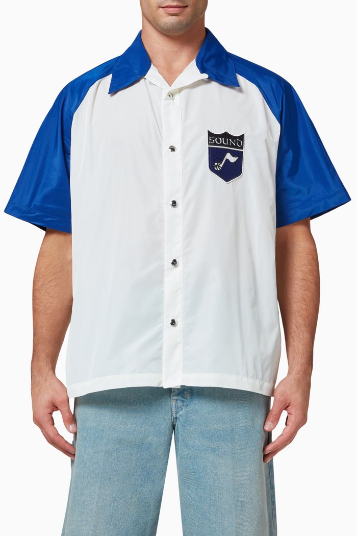 

Sound Embroidered Bowling Shirt in Technical Taffeta, White