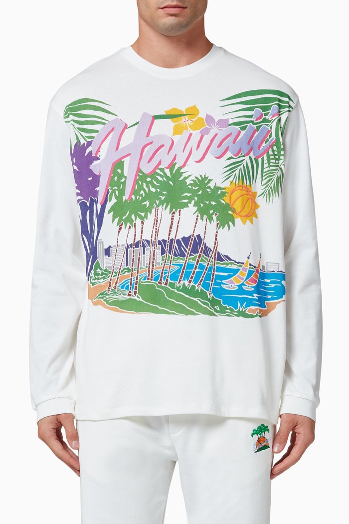 

Hawaii Printed T-shirt in Cotton Jersey, White