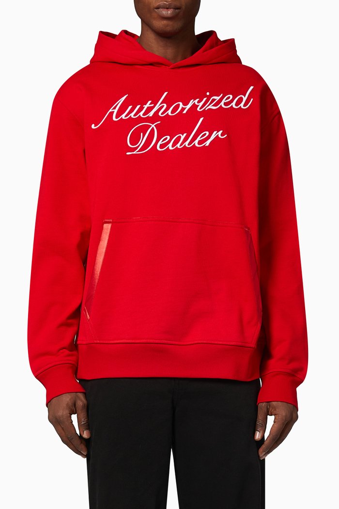 

Embroidered Logo Hoodie in Cotton, Red
