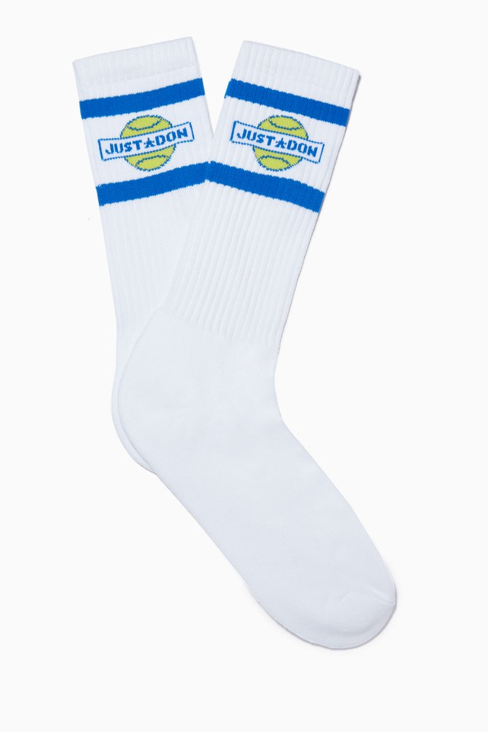 

Basketball Logo Mid Length Socks in Ribbed Cotton, White