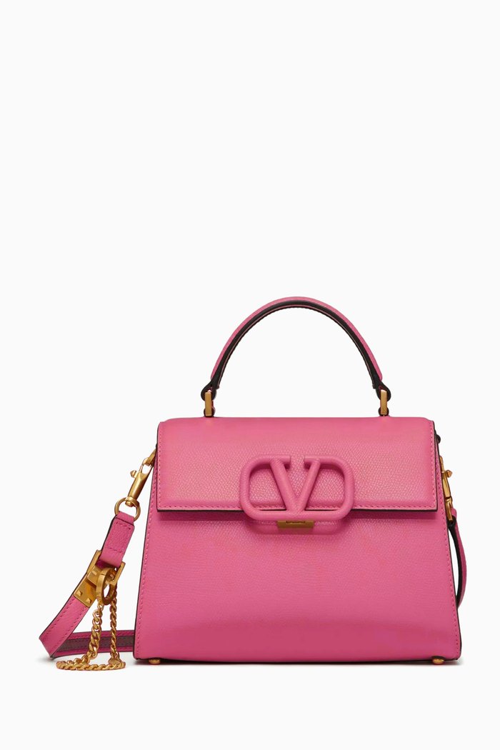 

Valentino Small VSling Handbag in Leather, Pink