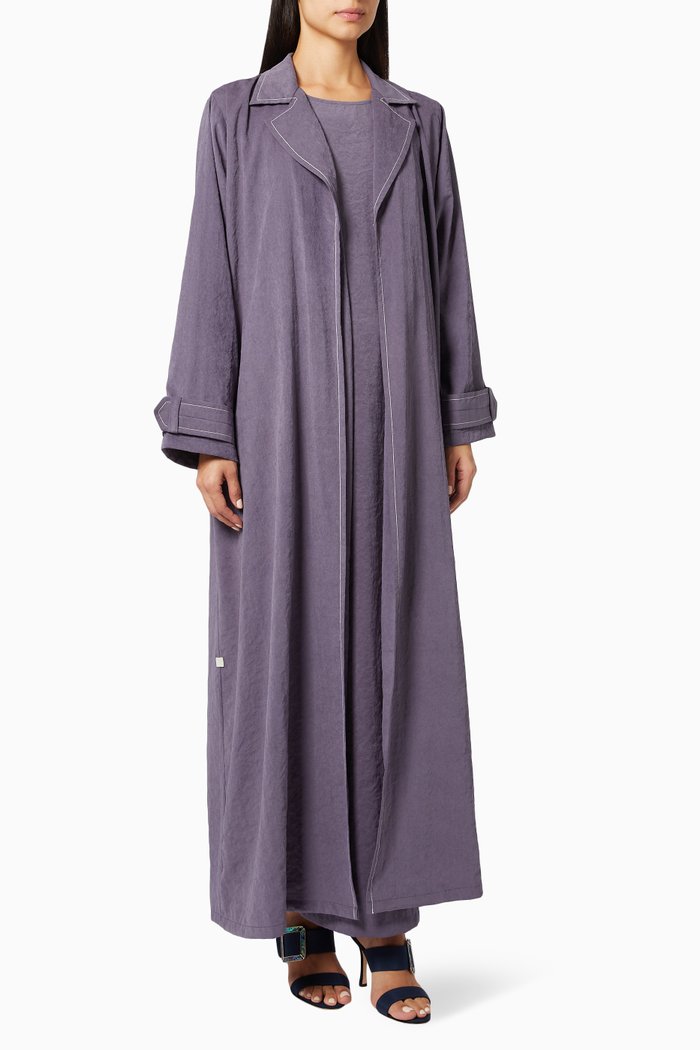 

Notched Lapel Abaya & Dress Set, Neutral